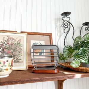 Vintage Metal and Wood Napkin Holder